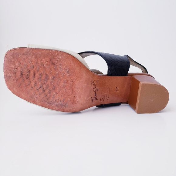 Vintage Tanguiis Leather Colorblock Heeled Sandals - Picture 13 of 14